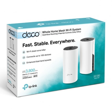 Deco M4 (2 pack) AC1200 Whole Home Mesh Wi-Fi System Router tp-link
