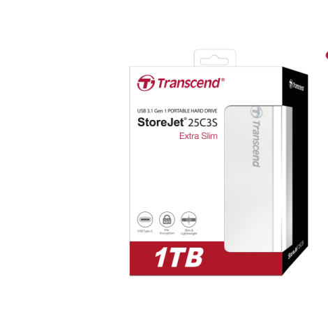 Transcend 1TB StoreJet 25C3 Portable (HDD) Silver