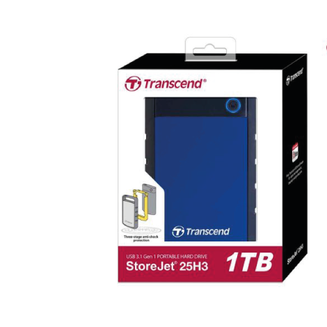 Transcend 1TB StoreJet 25H3B Portable (HDD) Blue