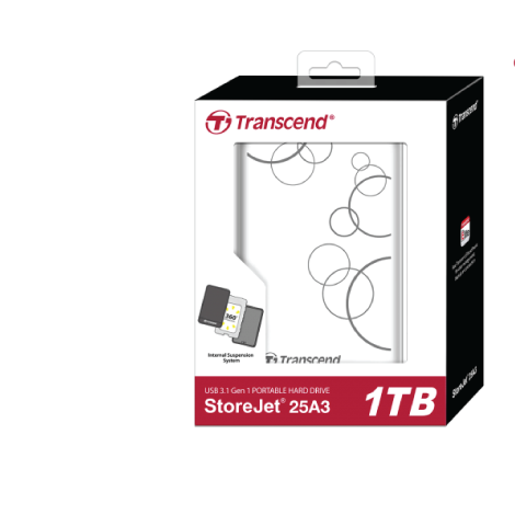 Transcend 1TB StoreJet A3 Portable (HDD) White